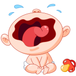 Cartoon illustration of a tired crying baby