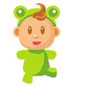 Cheerful cartoon baby representing gentle play before bedtime
