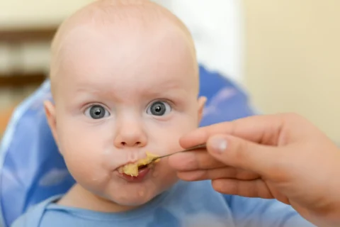 giving baby applesauce