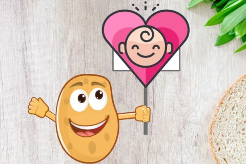 happy potato looking at smiling baby