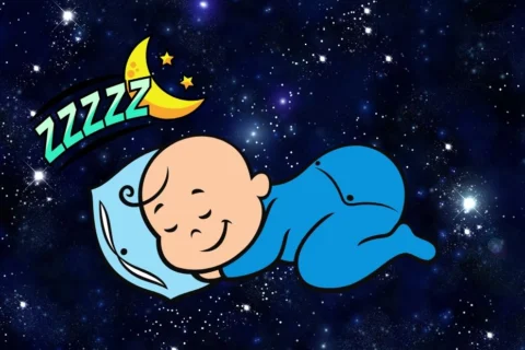 baby sleeps on knees