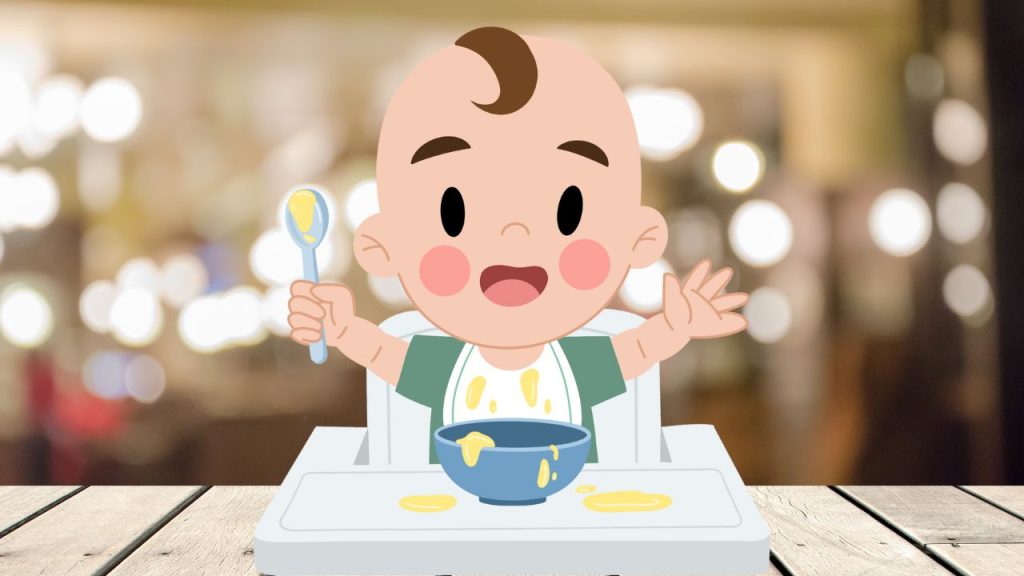 baby eating at restaurant