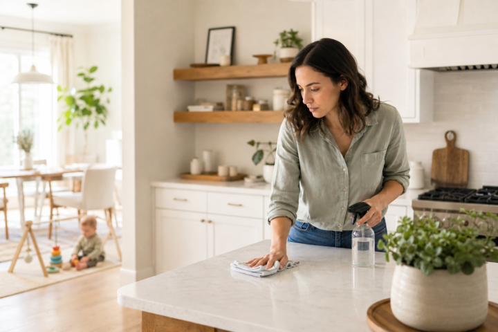 Editorial scene illustrating what to do if your baby ate mouse poop: a comprehensive guide in a bright home setting.