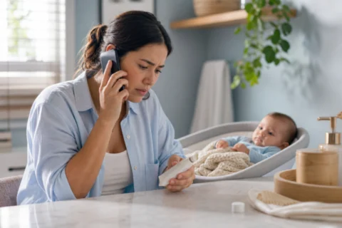 Editorial scene illustrating what to do if your baby eats nystatin cream: guidance for parents in a bright home setting.