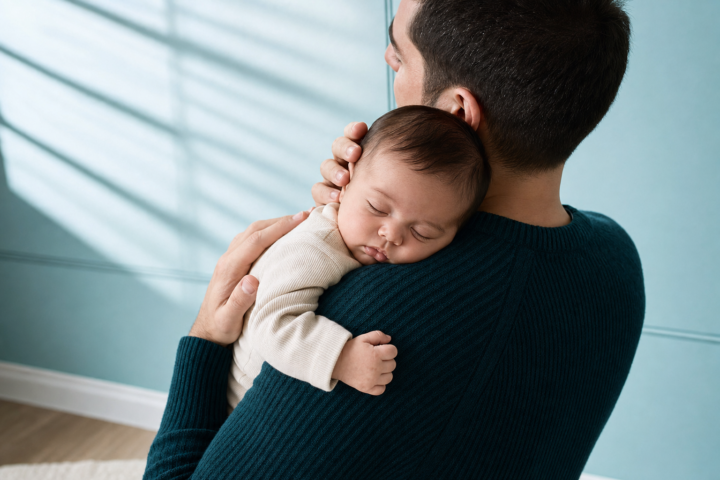 Editorial scene illustrating what to do when your baby fell asleep and won't burp: a complete guide in a bright home setting.