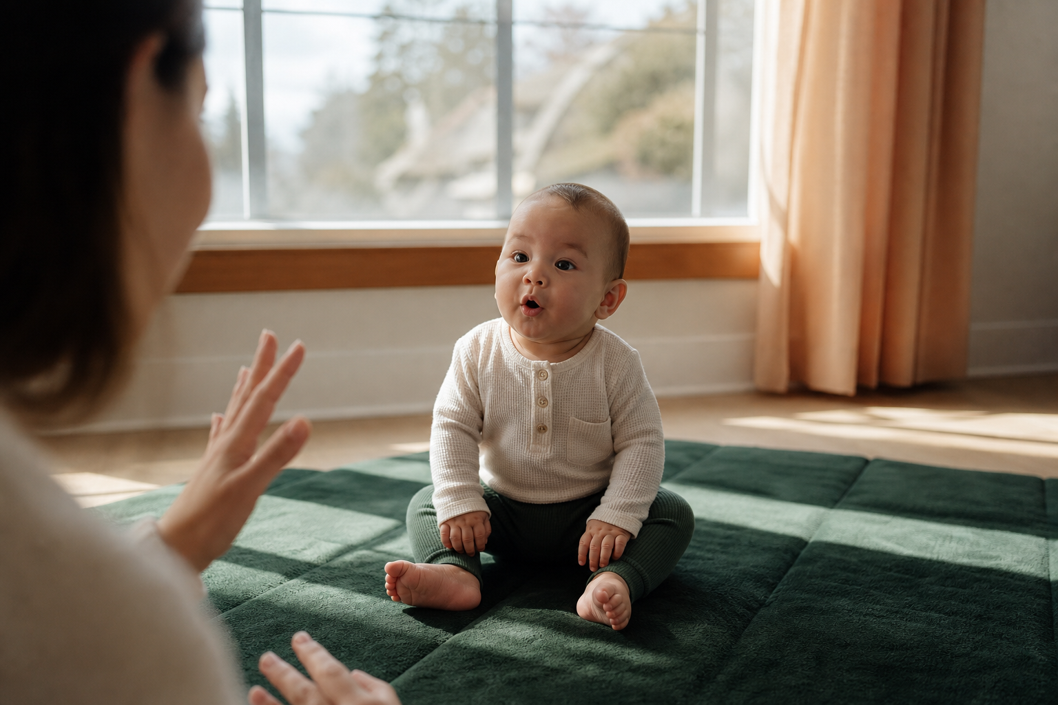 Editorial scene illustrating why your baby makes bird noises and what it means in a bright home setting.