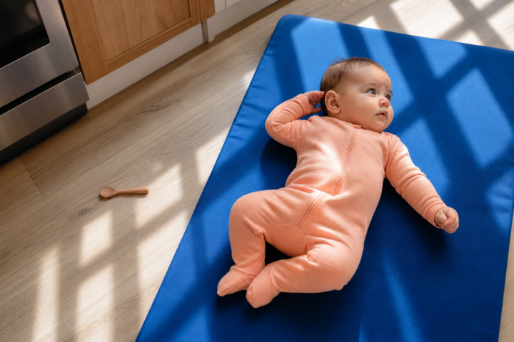 Editorial scene illustrating shhh! why your baby wakes up to every noise & how to fix it in a bright home setting.