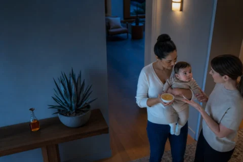 Editorial scene illustrating is agave safe for babies? in a bright home setting.