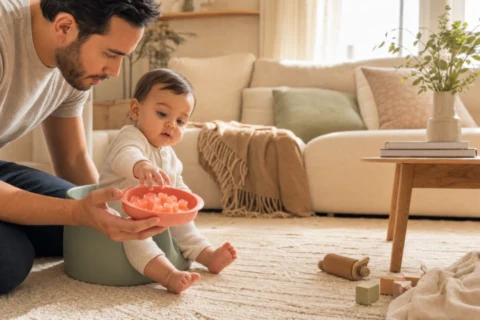 Editorial scene illustrating can i feed my baby jello? a comprehensive guide in a bright home setting.