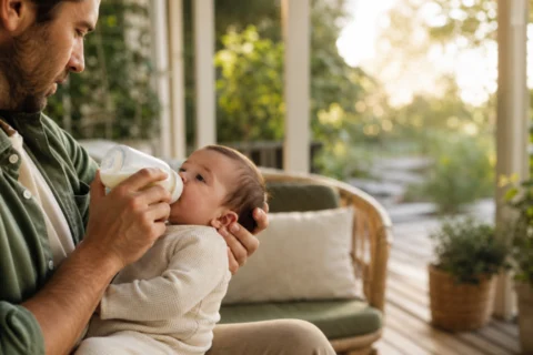 Editorial scene illustrating can i feed my baby only breast milk? exploring the nutritional needs of your baby in a bright home setting.