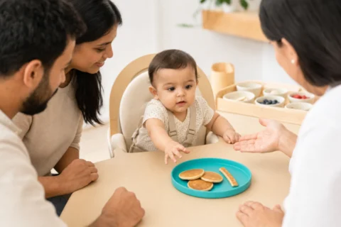 Editorial scene illustrating can i give my baby kodiak cakes? a comprehensive guide in a bright home setting.