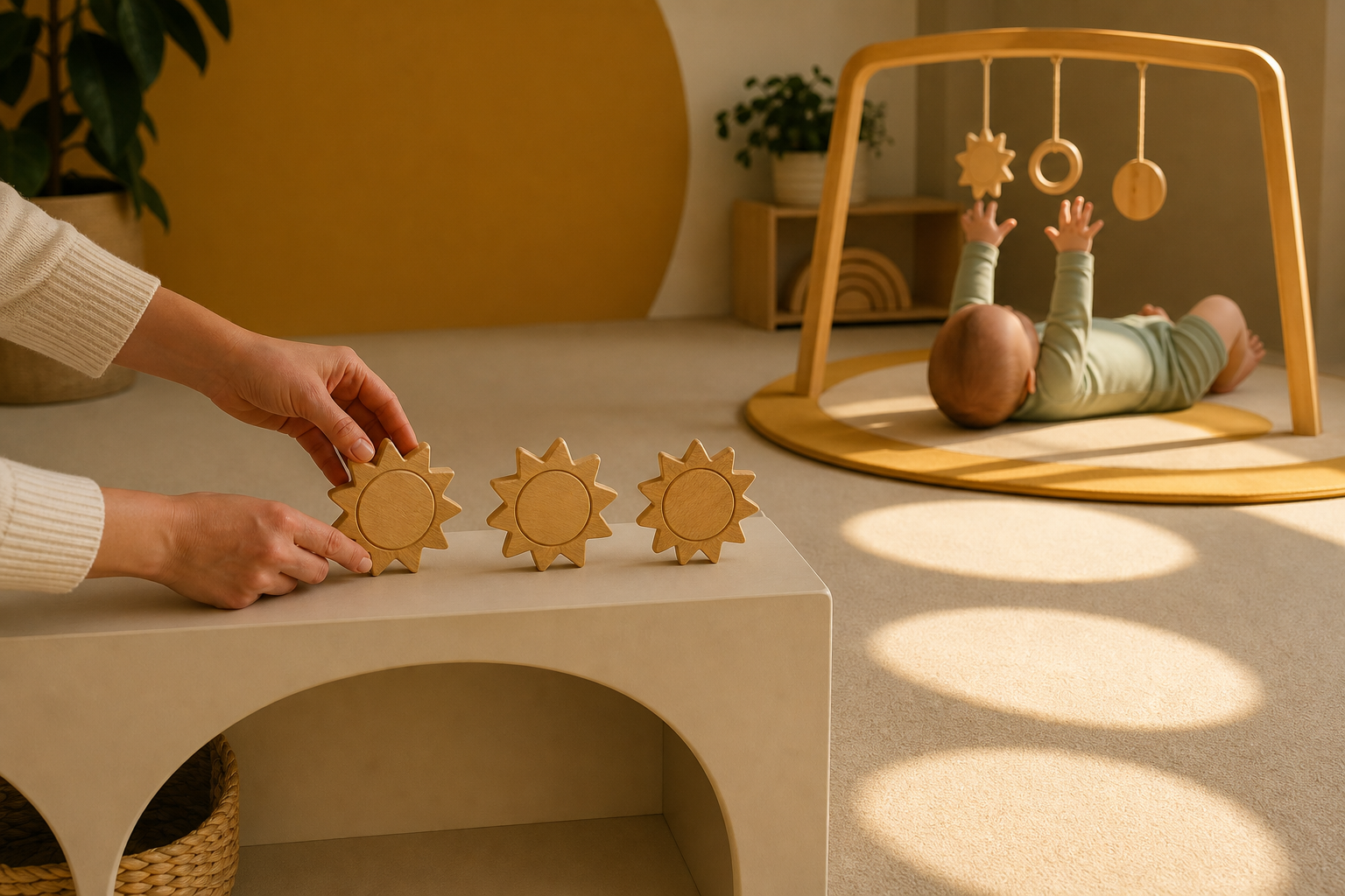 Editorial scene illustrating nap schedule for a 5-month-old: a comprehensive guide in a bright home setting.