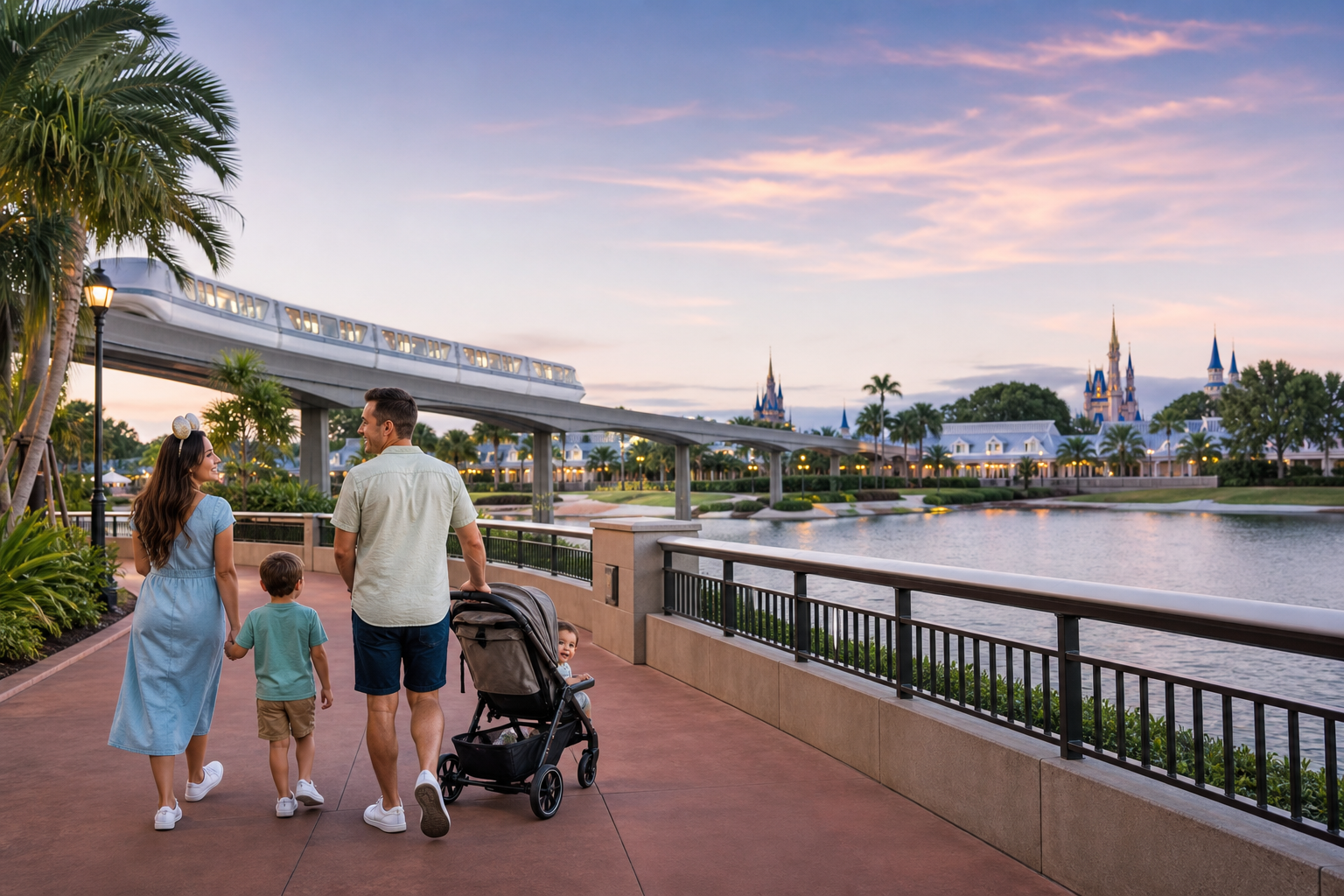Editorial scene illustrating taking baby to disney world in a bright home setting.