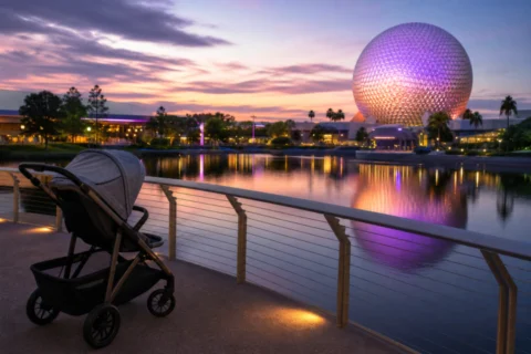 Editorial scene illustrating taking baby to epcot in a bright home setting.