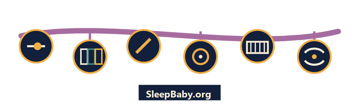 Slider, three day cards, pencil, circled point, empty crib, and eye on a transparent rail.