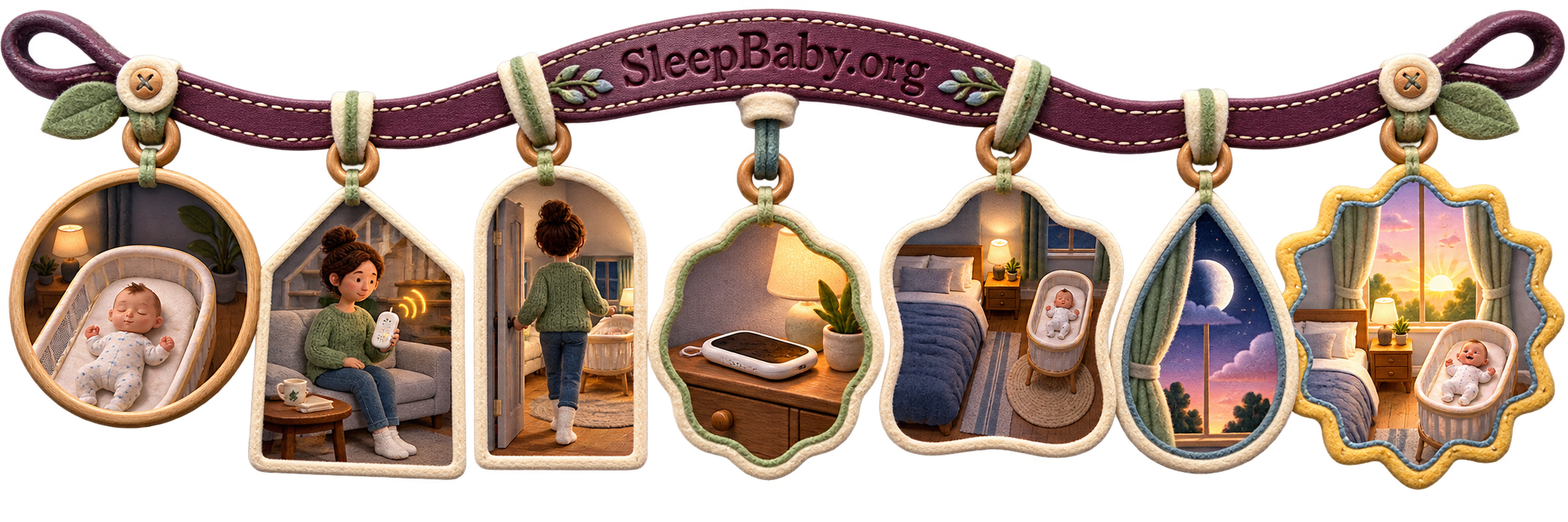 Night-to-dawn charms trace when a room-sharing baby monitor can turn on and off.