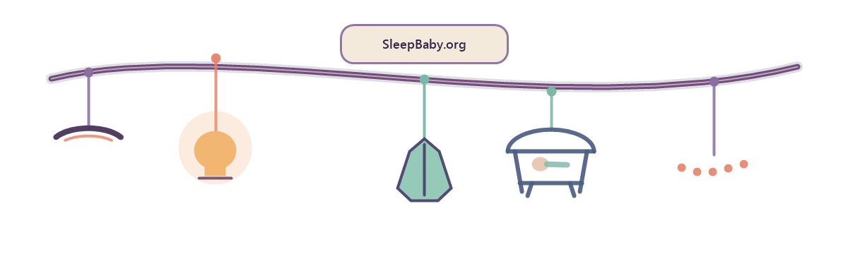 A soft eyelid arc, dim nightlight, safe bassinet, and settling dots form a sleep-transition teaching rail.