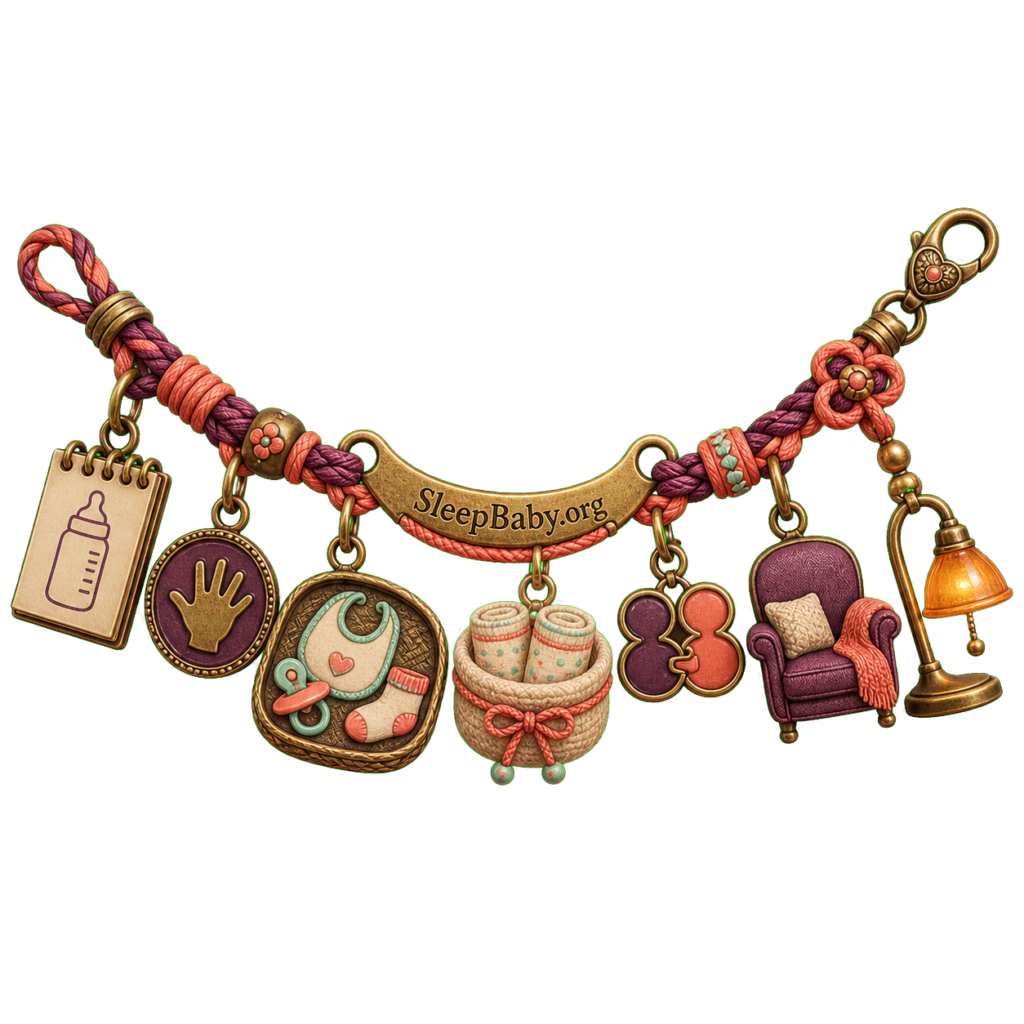 Baby shower team-game charms show drawing, charades, a memory tray, paired tokens, a chair, and a lamp.