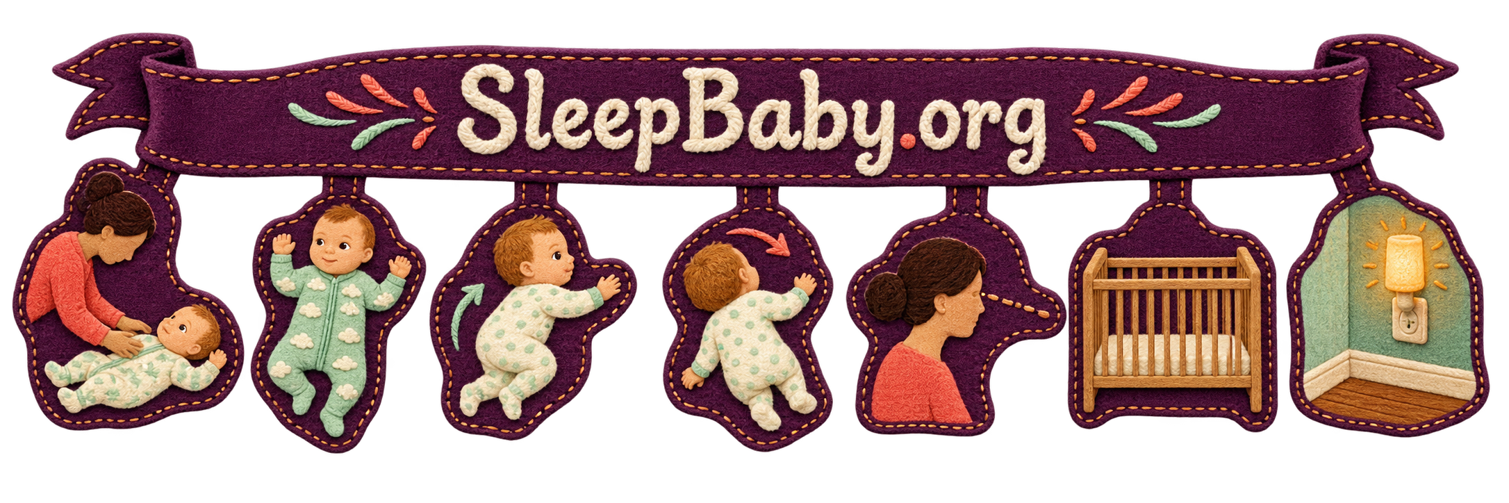 Felt ribbon traces back placement, two-way rolling checks, a caregiver check, a bare crib, and a nightlight.