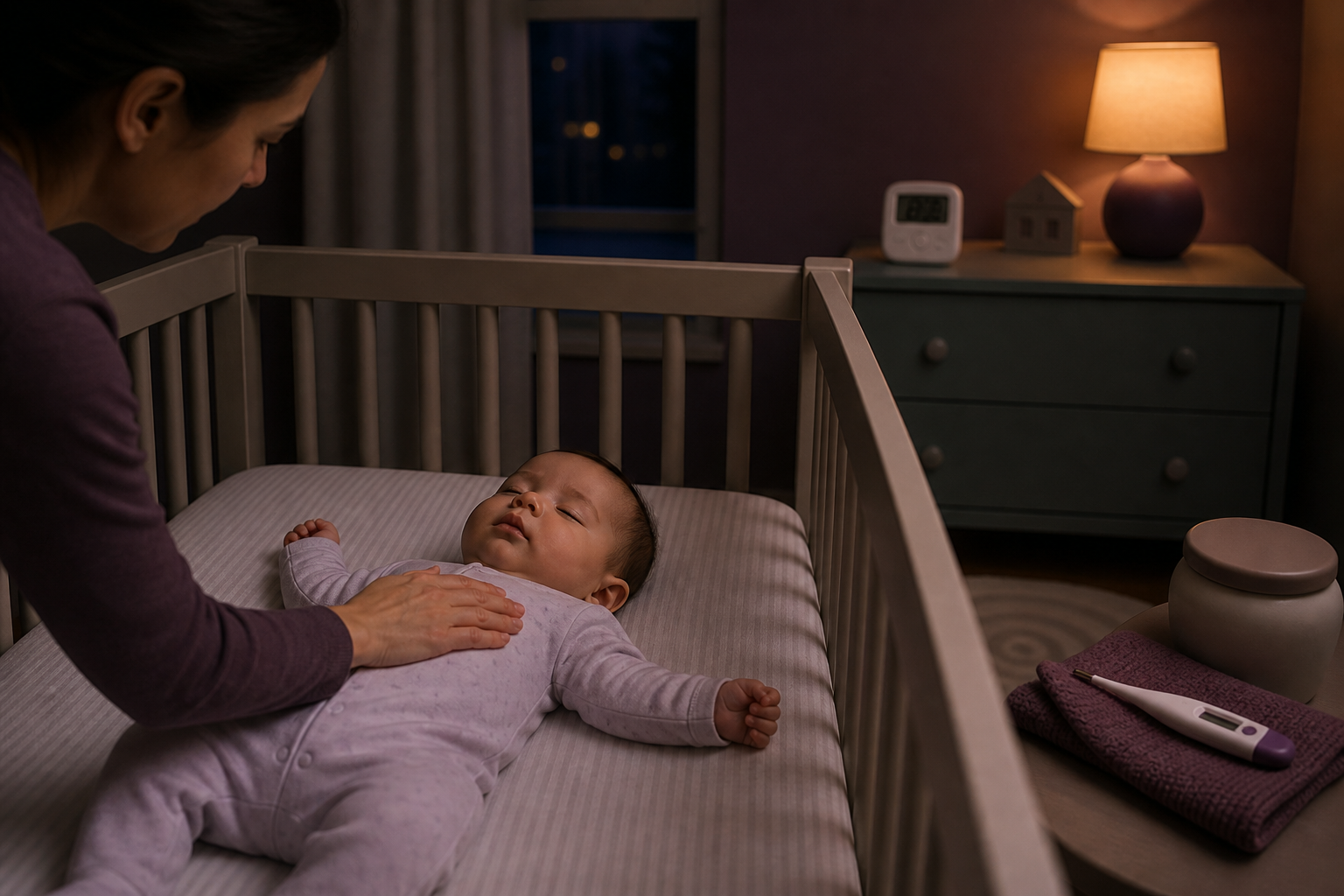 Caregiver separates room temperature from a baby's body temperature while the baby rests safely