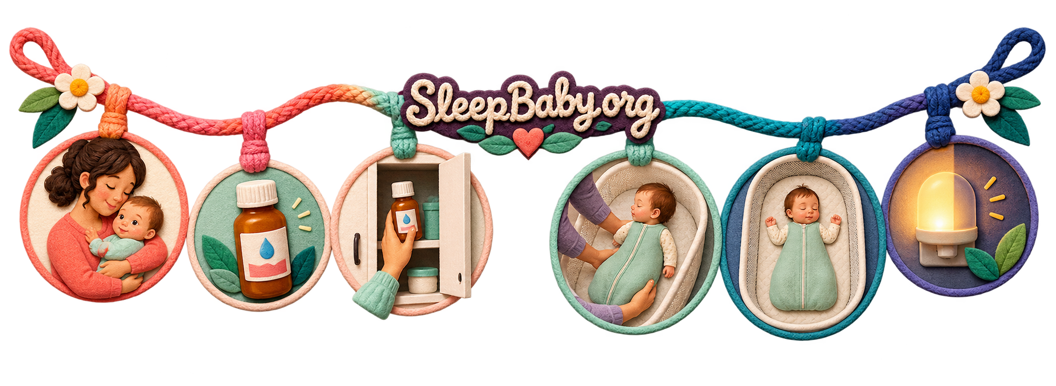 A transparent handoff rail moves from awake care and secured medicine to a baby sleeping on the back in a bare bassinet.