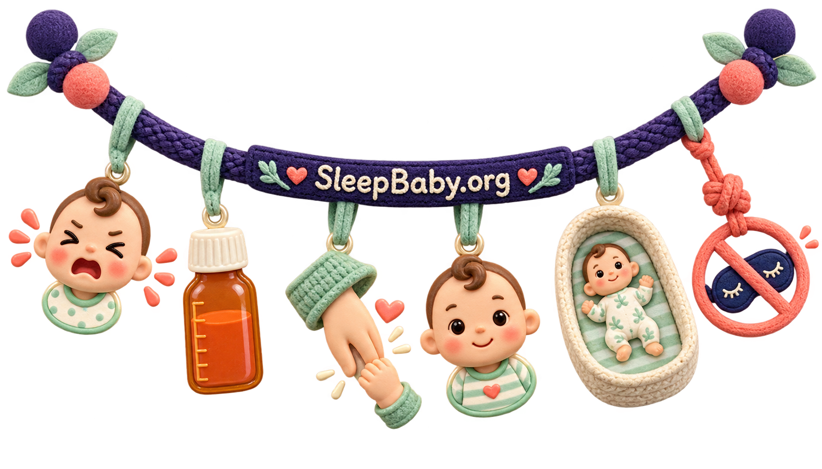 A transparent charm rail moves from discomfort and correctly handled medicine to comfort and ordinary safe sleep, never forced sedation.