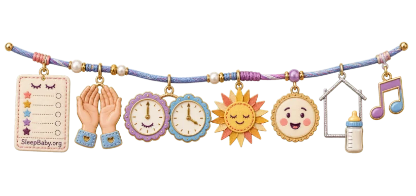 Daycare nap charms separate the offer, settling, sleep start, waking trigger, after-nap mood, feeding boundary, and song cue.