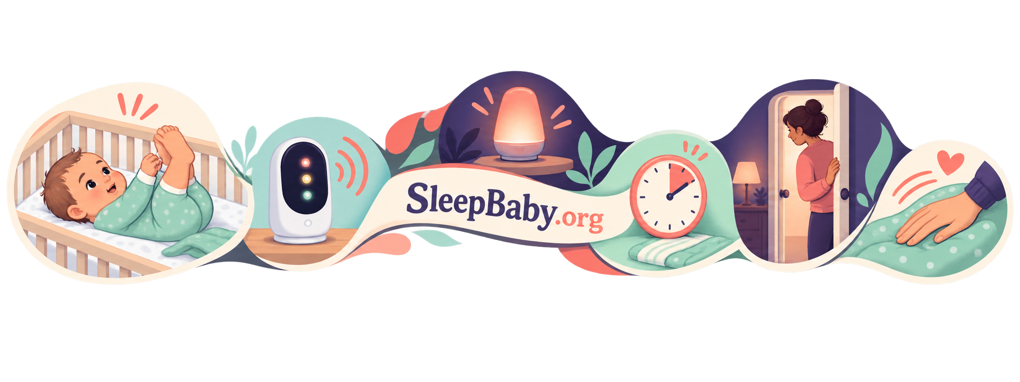 SleepBaby teaching rail showing seven-night clues, monitor wakes, caregiver comfort, and an empty crib