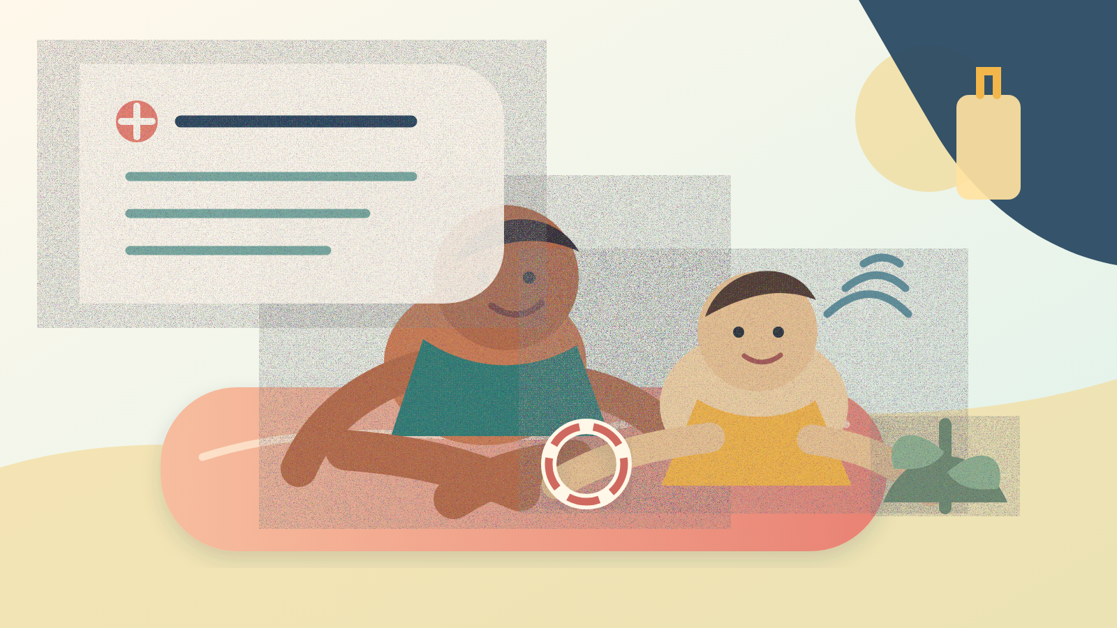 Awake five-month-old reaches for a ring during supervised floor play while a caregiver smiles nearby.
