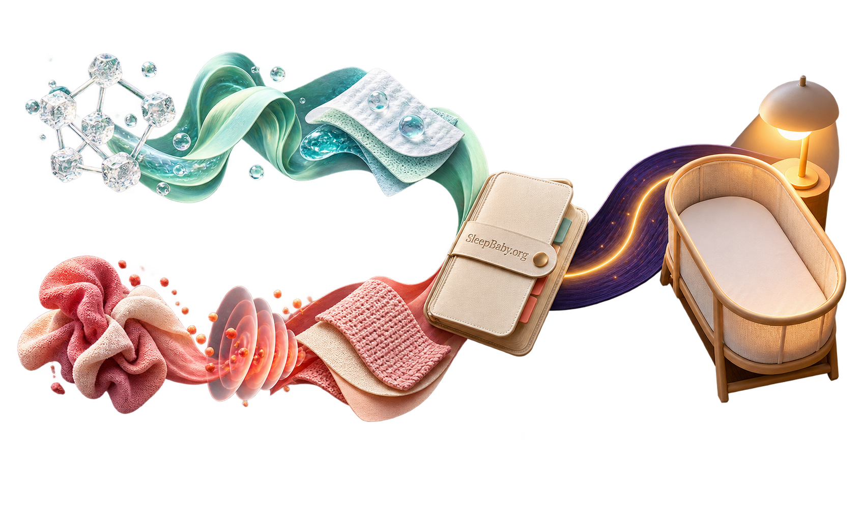 Transparent teaching rail keeps milk sugar materials separate from milk protein materials before a clinician folio, warm lamp, and empty bassinet.