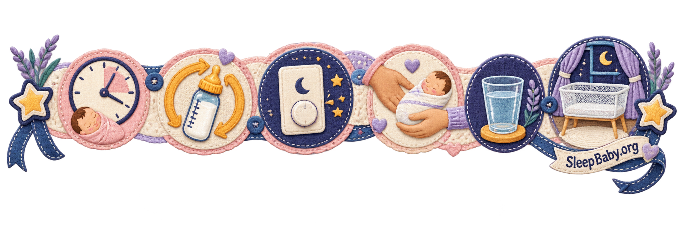 Night rail moving from a short nap and longer feed through dim light and caregiver support to water and an empty bassinet