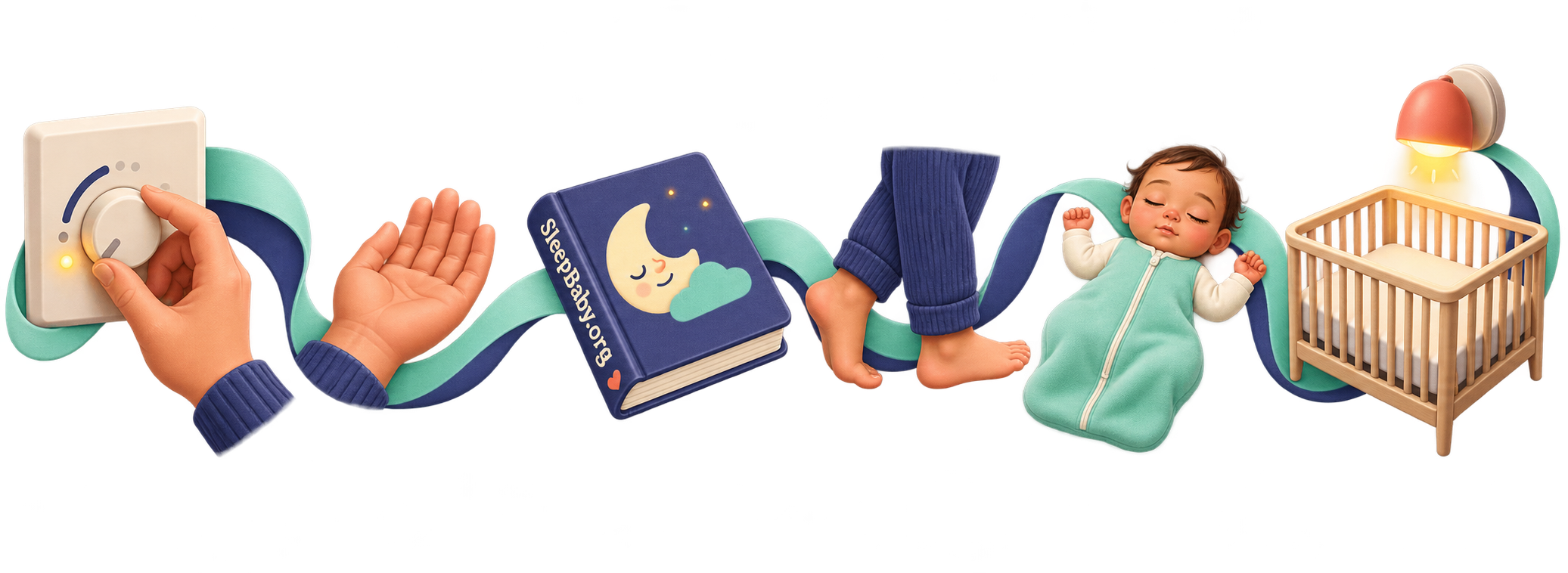 Low-stimulation response rail for a moving baby before sleep