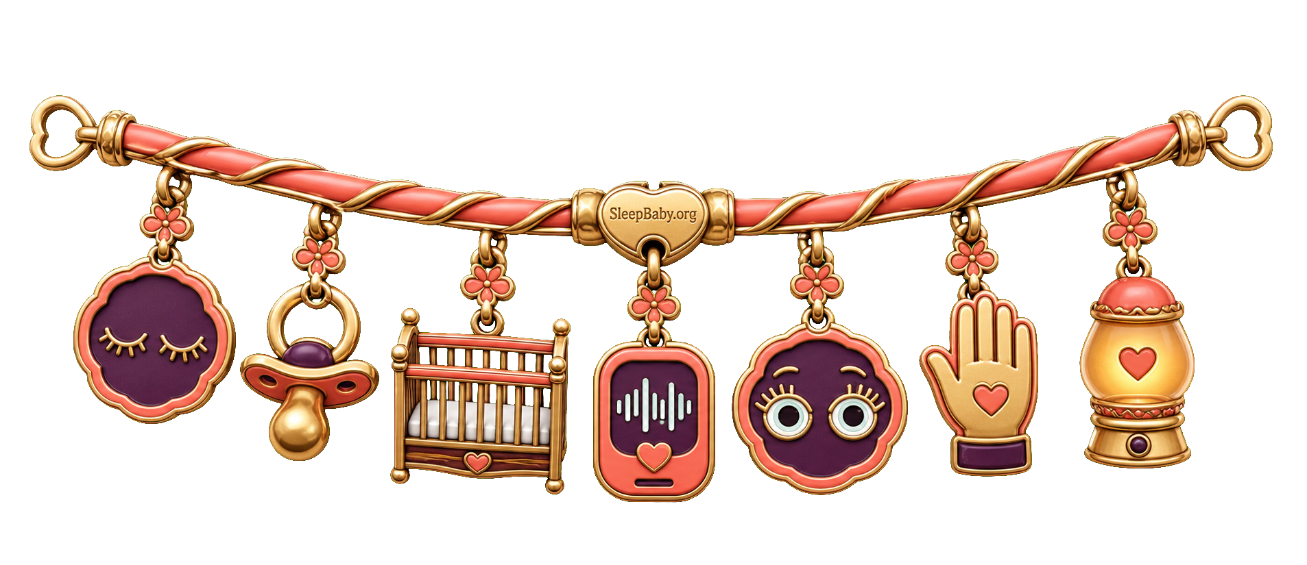 Recognition ribbon showing seven clues for reading a pacifier wake.