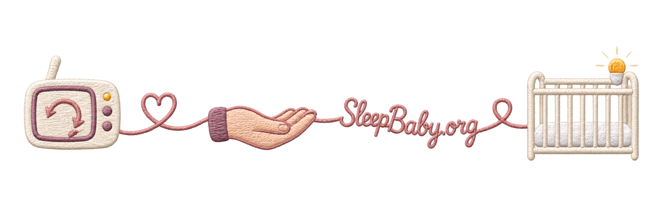 Stitched calm-reset rail links a brief check, gentle hands, and a return to the bare crib