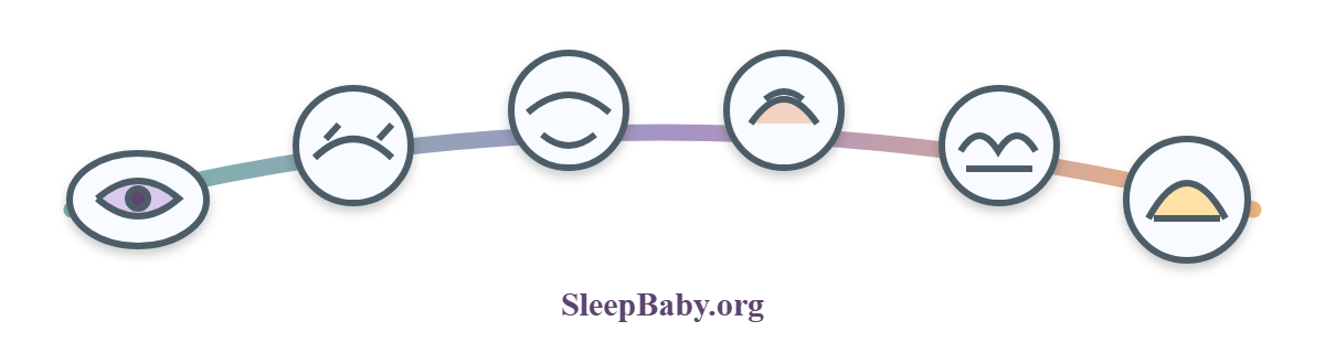 Arched SleepBaby teaching rail showing eyelid, facial movement, tiny stretch, breath and dawn sleep-state cues