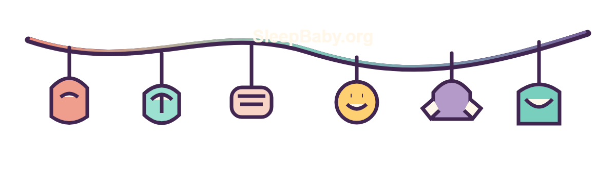 SleepBaby body-check strand with a chest-check hand, cool foot, dry collar, uncovered head, onesie, and calm pause cue