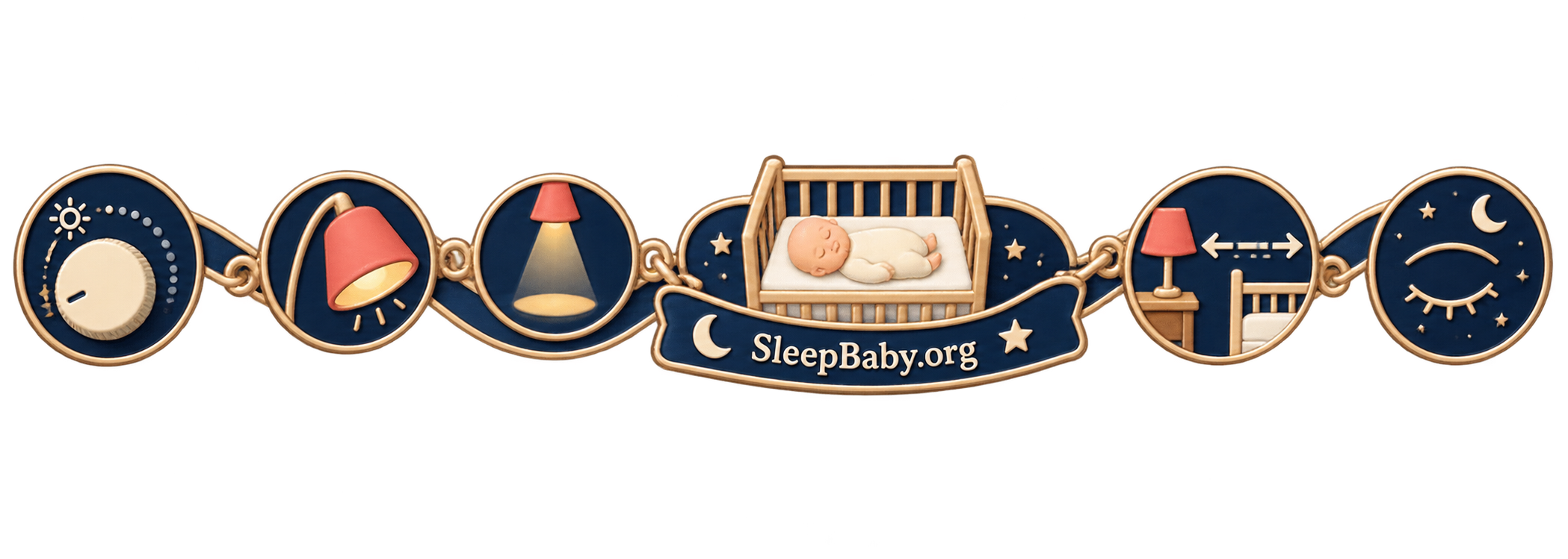 Editorial rail showing a low dimmer dial, downward red lamp beam, distance arrows, and an empty crib
