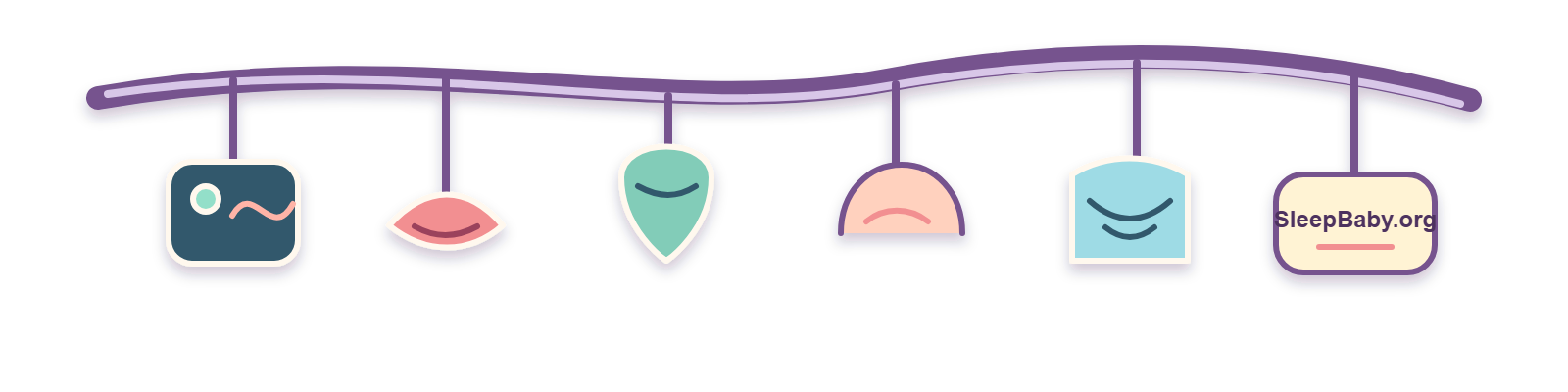 Transparent teaching rail with a monitor, lips, nose, chest, breath waves, and SleepBaby.org tag