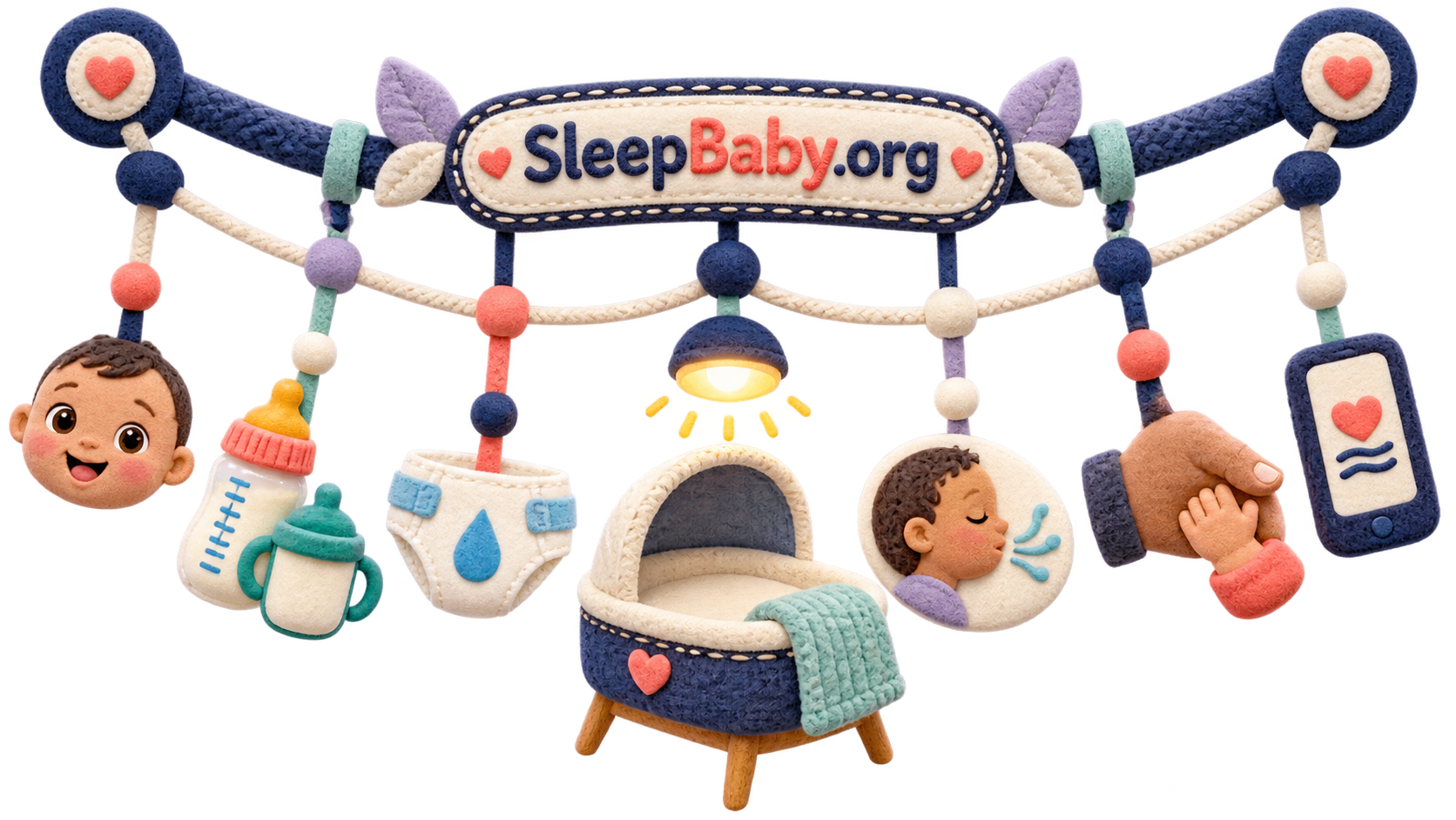 Awake baby, feeding, wet diaper, calm breathing, caregiver touch, phone, and empty bassinet form the observation rail
