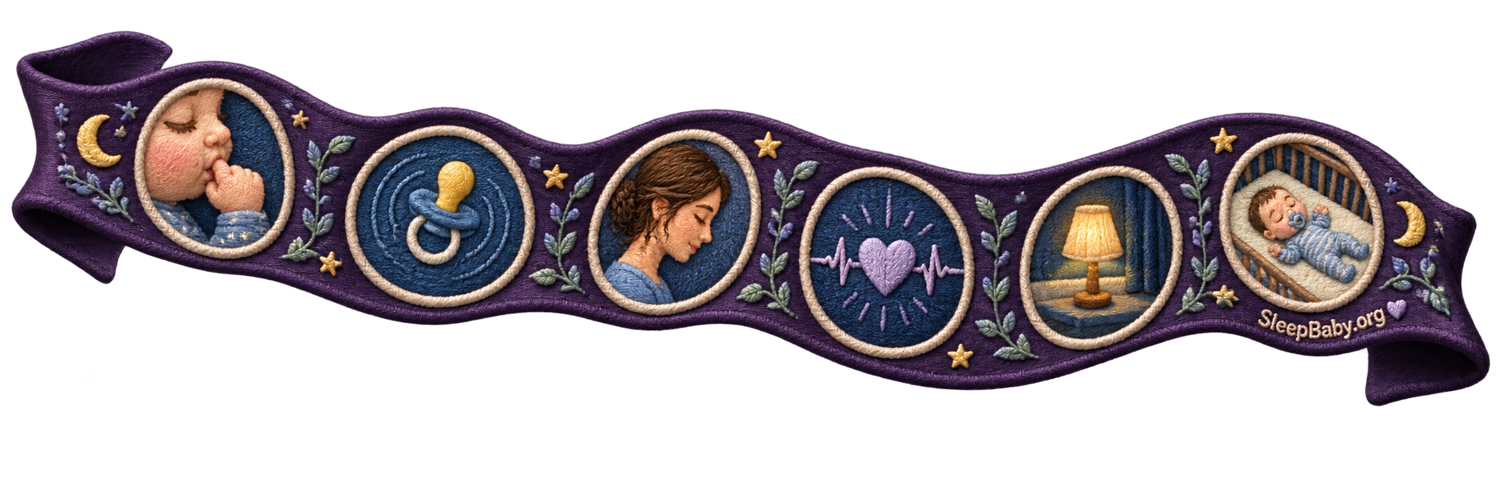 A teaching ribbon connecting sucking cues, caregiver observation, calming, and safe sleep