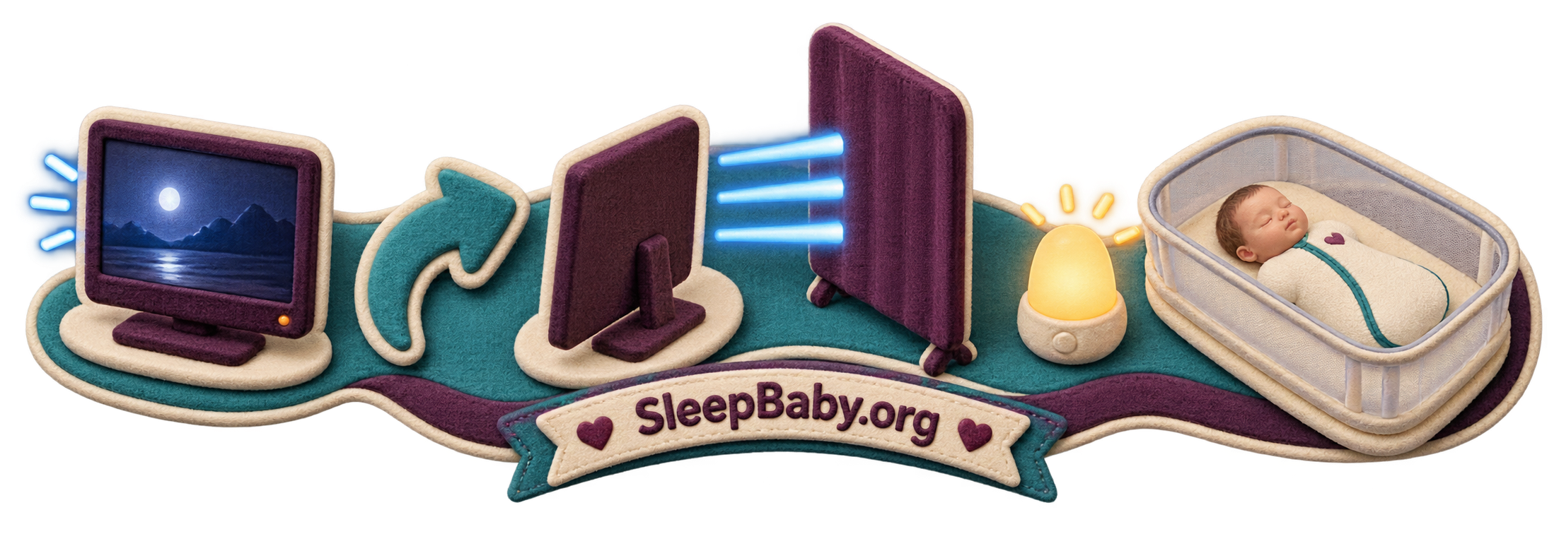 Teaching rail redirecting changing television light away from a sleeping baby's sightline