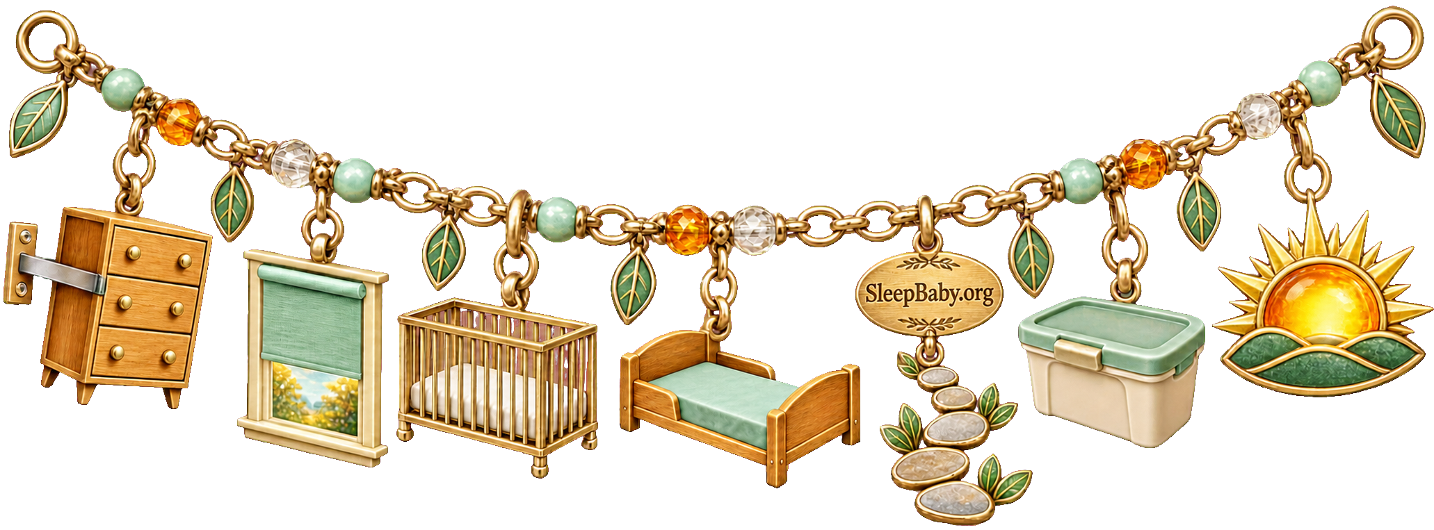 A brass room-audit strand links anchored furniture, cordless window, separate beds, clear path, storage and sunrise