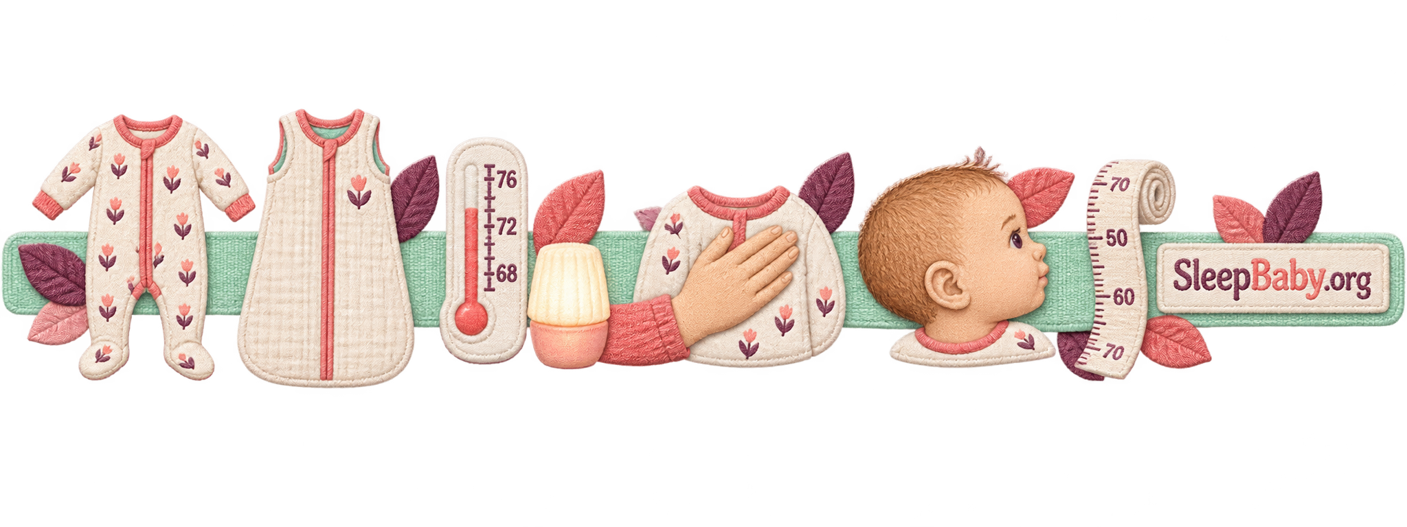 SleepBaby teaching rail comparing fitted pajamas and a non-weighted wearable blanket with room temperature and fit checks