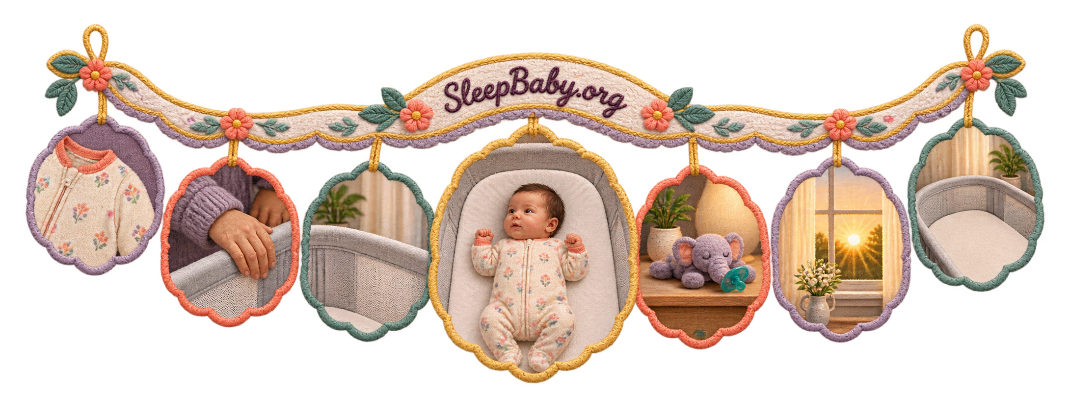 Transparent rail joins sleepwear, caregiver touch, clear bassinet, outside-shelf plush, dawn, and empty sleep space.