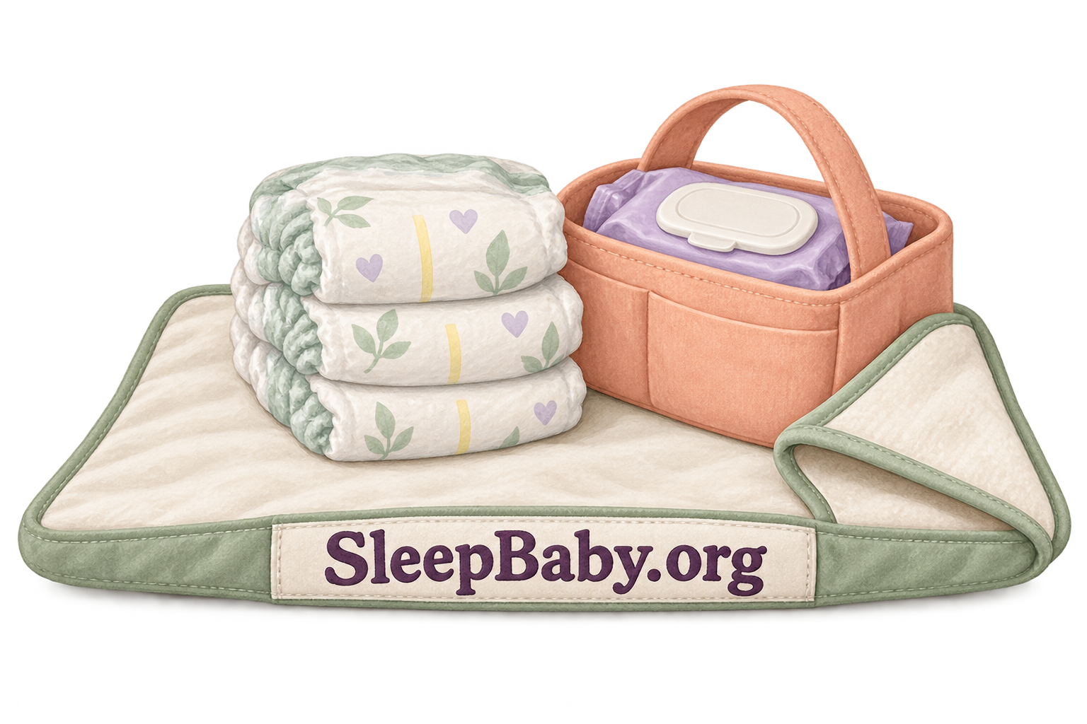 A floor changing pad, diaper supplies and a low storage caddy mark the move to practical fall prevention.