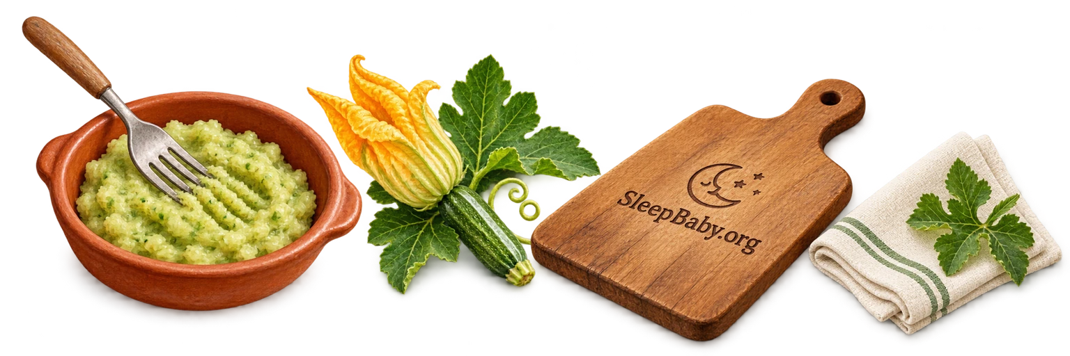 Vegetable mash, zucchini blossom, chopping board and cloth on a transparent background.