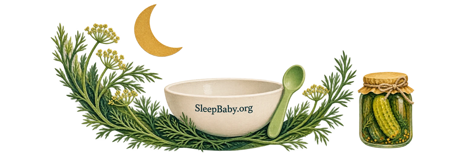 Washed bowl, spoon, herbs, crescent and closed pickle jar on a transparent background.