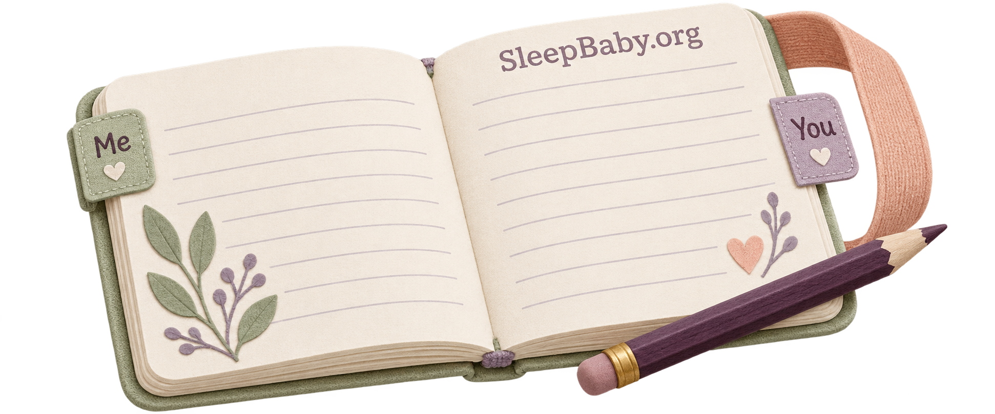 An open notebook with Me and You tabs and a pencil forms a transparent storybook divider.