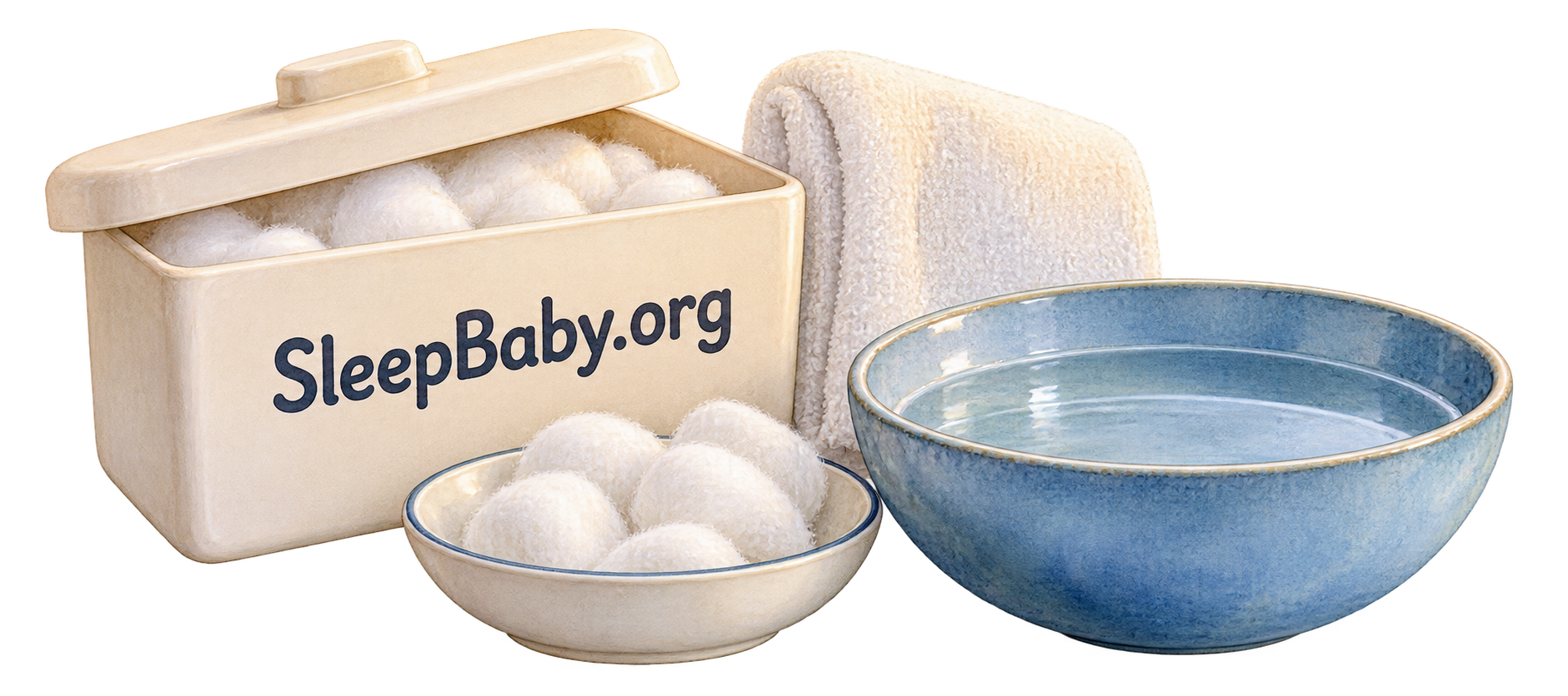 Watercolor cotton-wool box, soft cloth, plain-water bowl and fresh cotton dish.