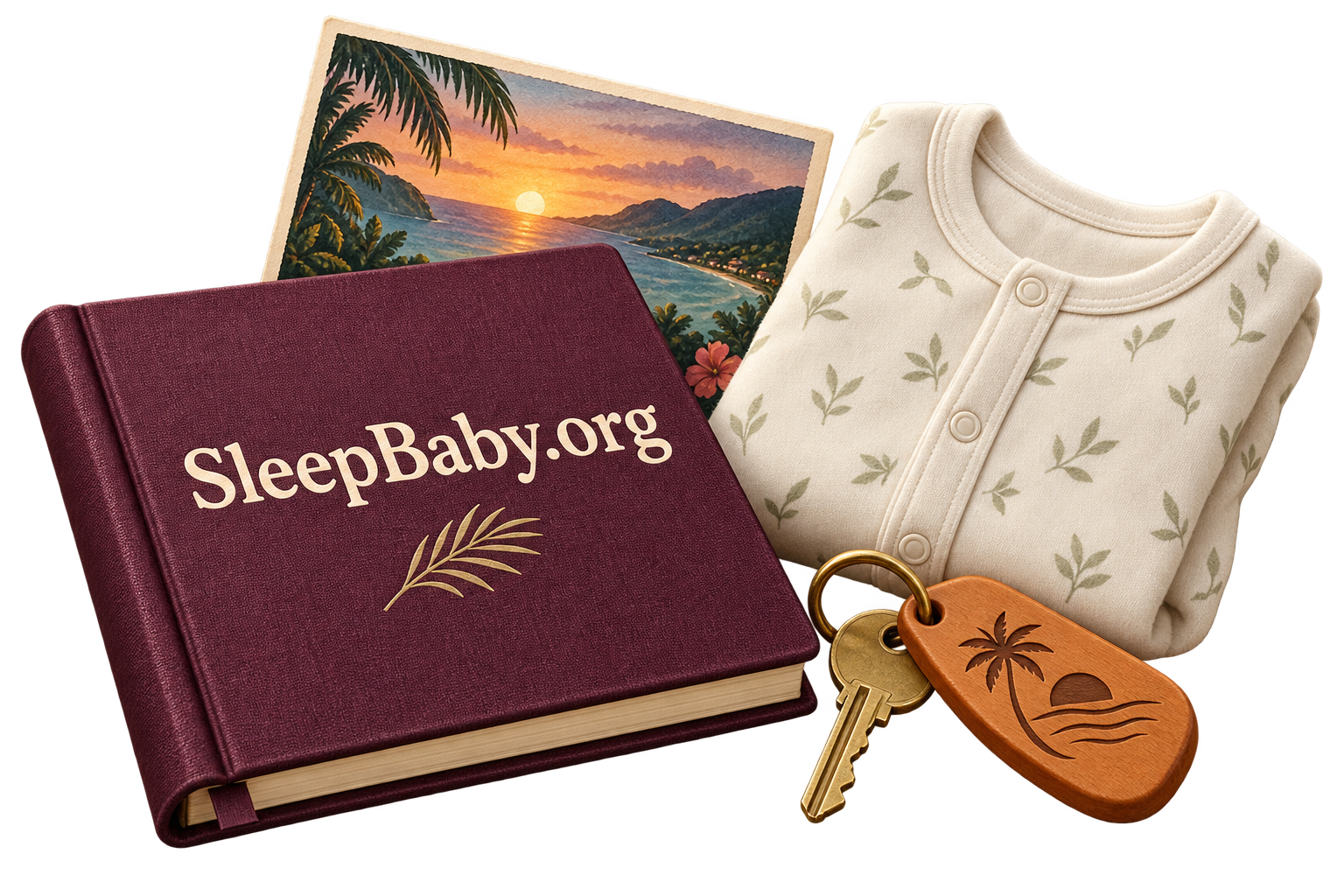 A room key returned beside a tiny Jamaica travel journal and folded non-weighted sleep clothing at the end of the day.